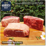 Beef Sirloin AGED BY GOODWINS Australia STEER young cattle (Striploin / New York Strip / Has Luar) frozen brand Harvey/Midfield ROAST MINI 2" 5cm (price/pc 800g)